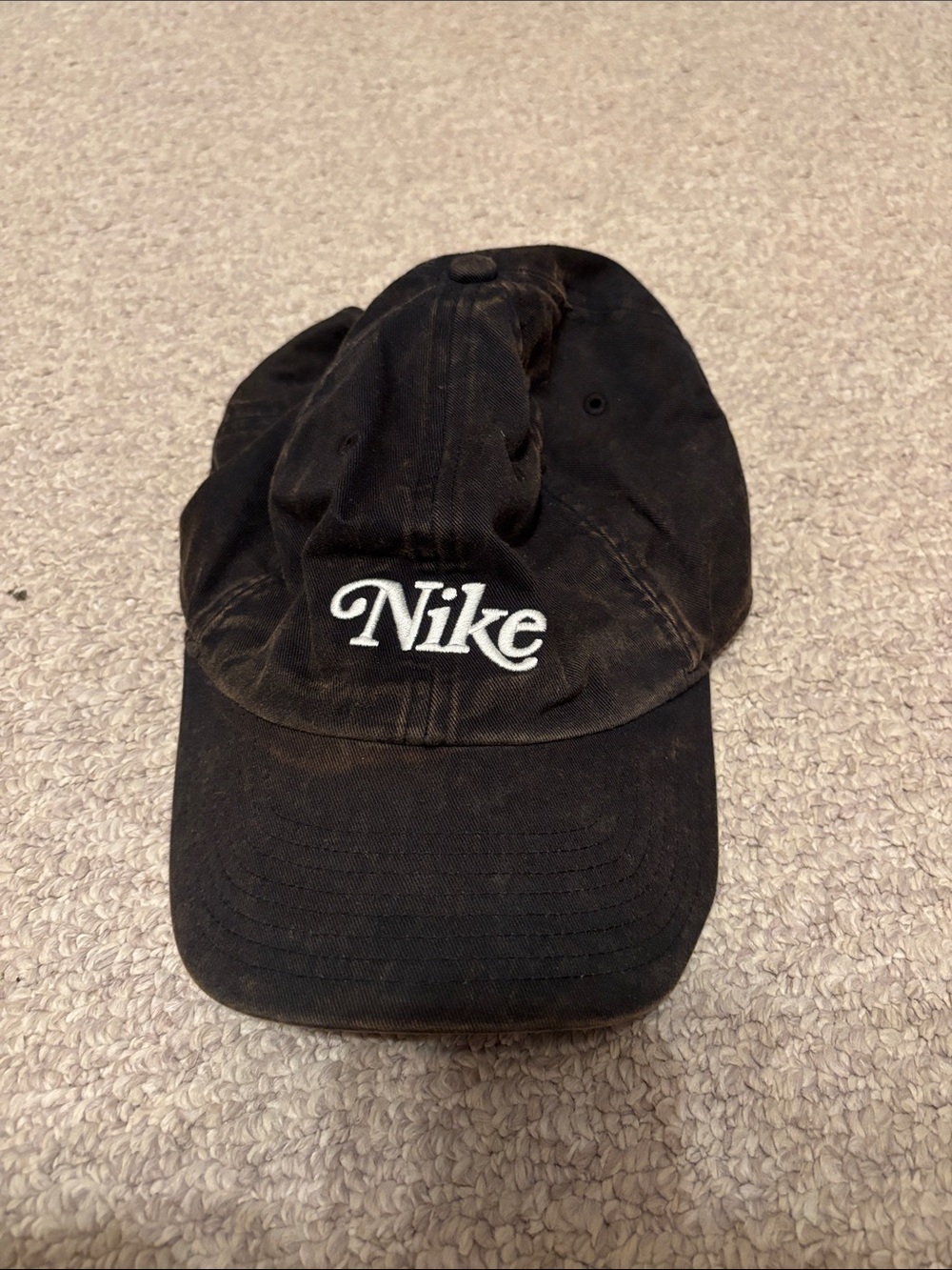 Nike Washed Black Script Logo Dad Cap